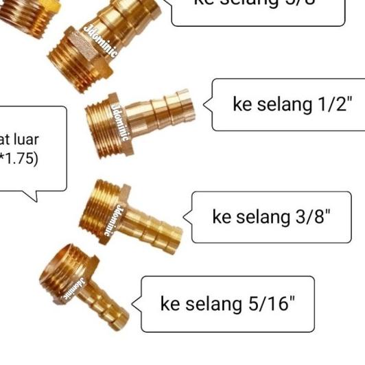 ➴ sambungan selang air ke drat 1/2" - ulir luar pipa PVC irigasi shower - Selang 5per16 ֍