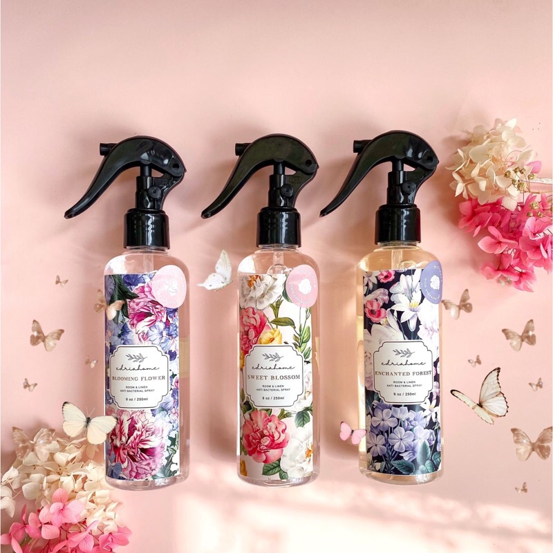 Edriahome Room and Linen Spray Rose Bundling 3 pcs/ Spring in Provence Series/ Anti Bacterial/ Multipurpose Room and Pillow Spray / Fabric Spray / Bed Spray /  Pillow Spray /  Laundry Spray / Odor Eliminator / Pengharum Ruangan dan Kain