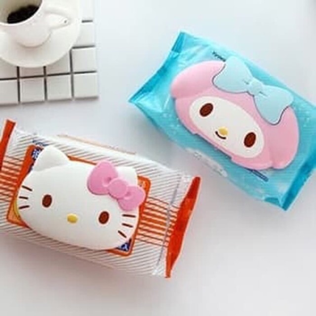 Penutup Tutup Tissue Tisu Basah Sanrio Hello Kitty Melody Gudetama Doraemon / Wet Tissue Cover Reusable