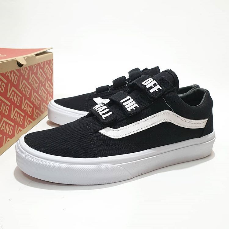 vans velcro black and white