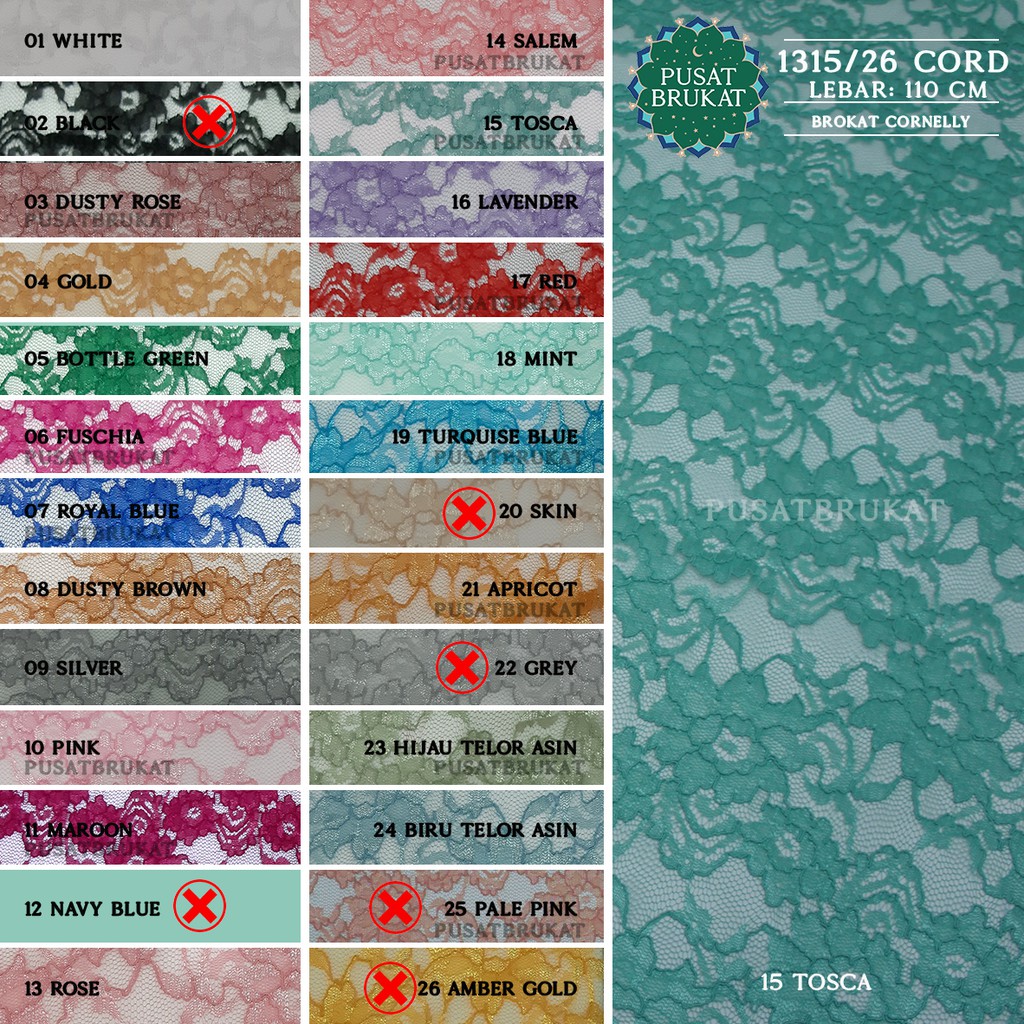 KAIN BRUKAT TULANG / BAHAN KEBAYA BROKAT CORNELI CORNELLY ASHA - LP 1315 CORD BRT - [harga per 0.5m]