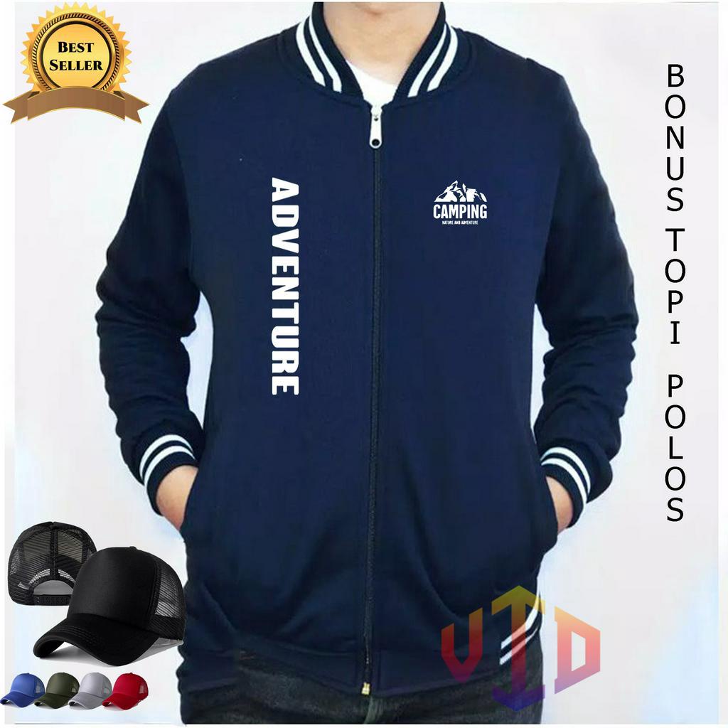 FREE TOPI .... BISSBOLL RESLETING  ADVENTURE CAMPING TEGAK PUTIH+TOPI//Sweatshirt Hoodie Pria/Wanita