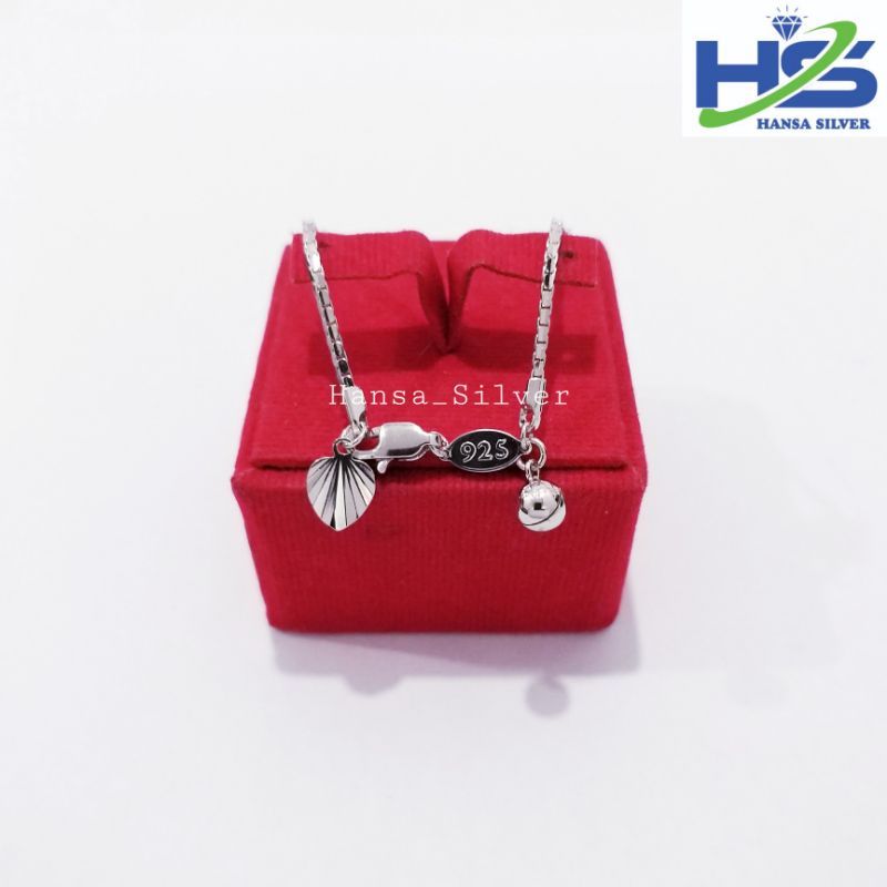 Gelang Perak Asli Silver 925 Lapis Emas Putih Model Italy Santa - Gelang Wanita Anti Karat