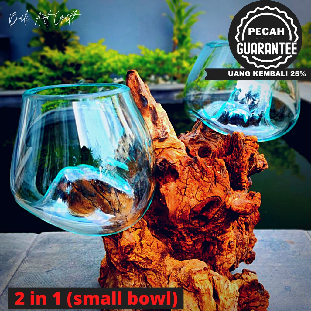 AKUARIUM IKAN CUPANG 2 TINGKAT SMALL BOWL 12 cm  / KACA TIUP AKAR BALI / AQUARIUM / UNIK / AQUASCAPE