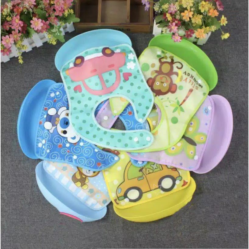 Baby Slabber Motif Waterproof motif Celemek / mangkuk Bib Slaber Bayi Makan chn