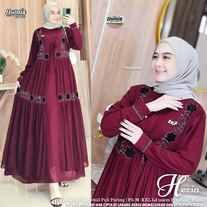 HEZIA 𝐁𝐢𝐬𝐚 𝐂𝐎𝐃 SUPER JUMBO L_XL_XXL_XXXL Gamis CERUTY bordil ORY-03