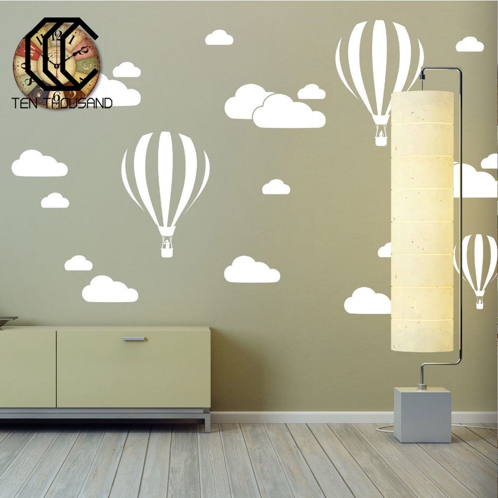 COD Stiker Dinding Motif Awan Balon Udara Warna Putih COD Stiker Dinding Motif Awan Balon Udara Warna Putih