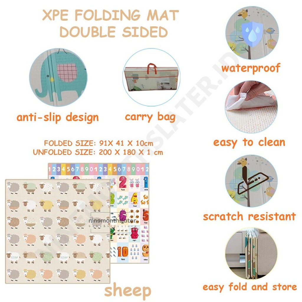 Right Start XPE Folding Mat Double Sided Antislip Carry Bag Waterproof Foldable Karpet Bayi Playmat