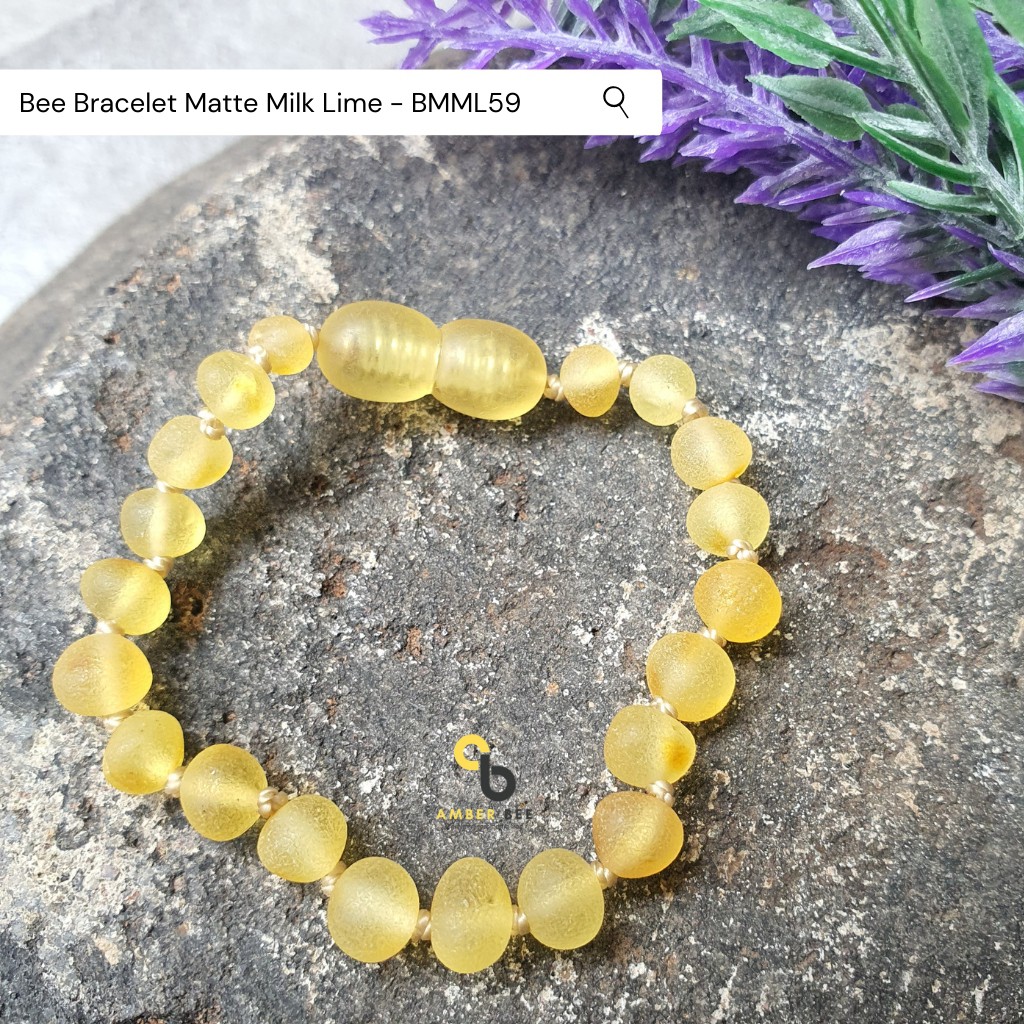 Gelang Amber Baltic Lithuania New Born, Balita &amp; Anak Matte Lemon Raw BMML59 By Amber Bee