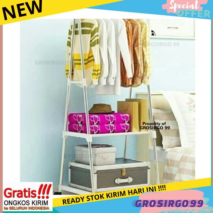 Stand Hanger Gantungan Baju Rak Susun Portbale Bongkar Stand Hanger Gantungan Baju Rak Susun Portbale Bongkar
