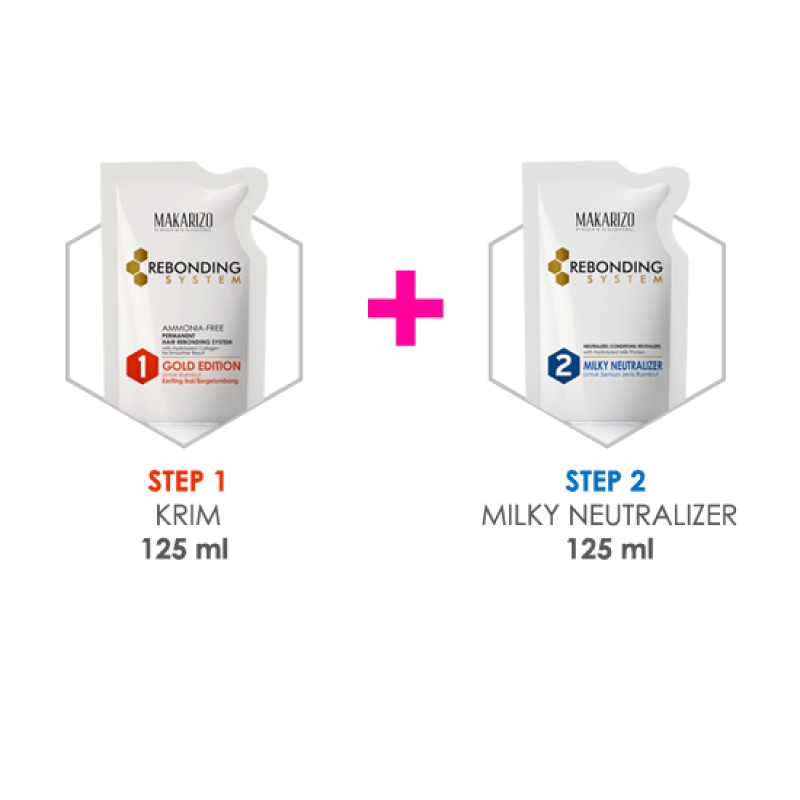 Makarizo PAKET Rebonding System Kit 2 x 125ml (Step 1+Step 2)*