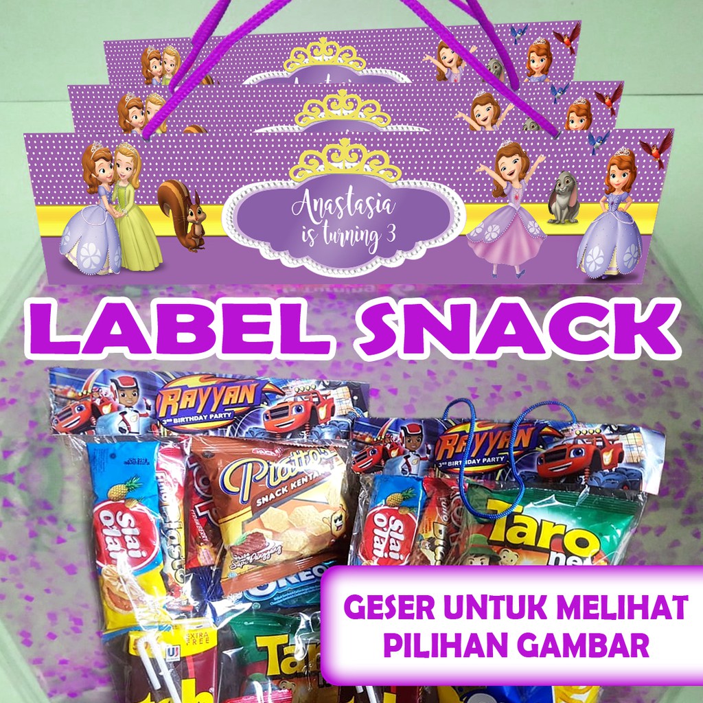 

LABEL PLASTIK SNACK TEMA PRINCESS SOFIA ULTAH / ULANG TAHUN LEBAR 20CM