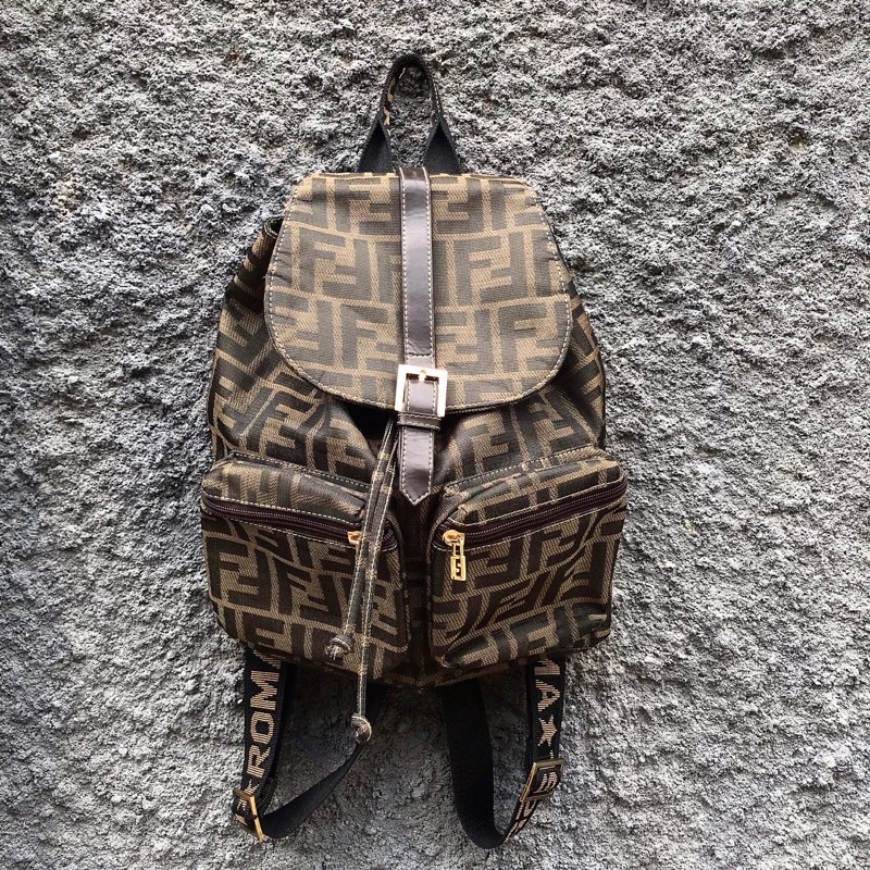 TAS VINTAGE FENDI FF MONOGRAM BACKPACK