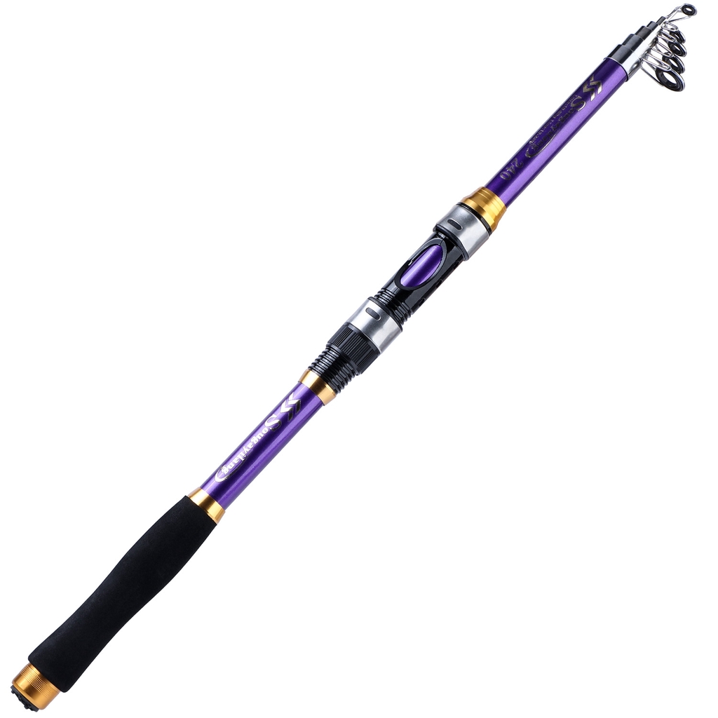 Sougayilang Spinning Fishing Rod Joran Pancing Fishing Rod Carbon Fiber Panjang 2.1M 2.4M 2.7M 3.0M 3.0m Fishing Rod Fishing Pole-Purple