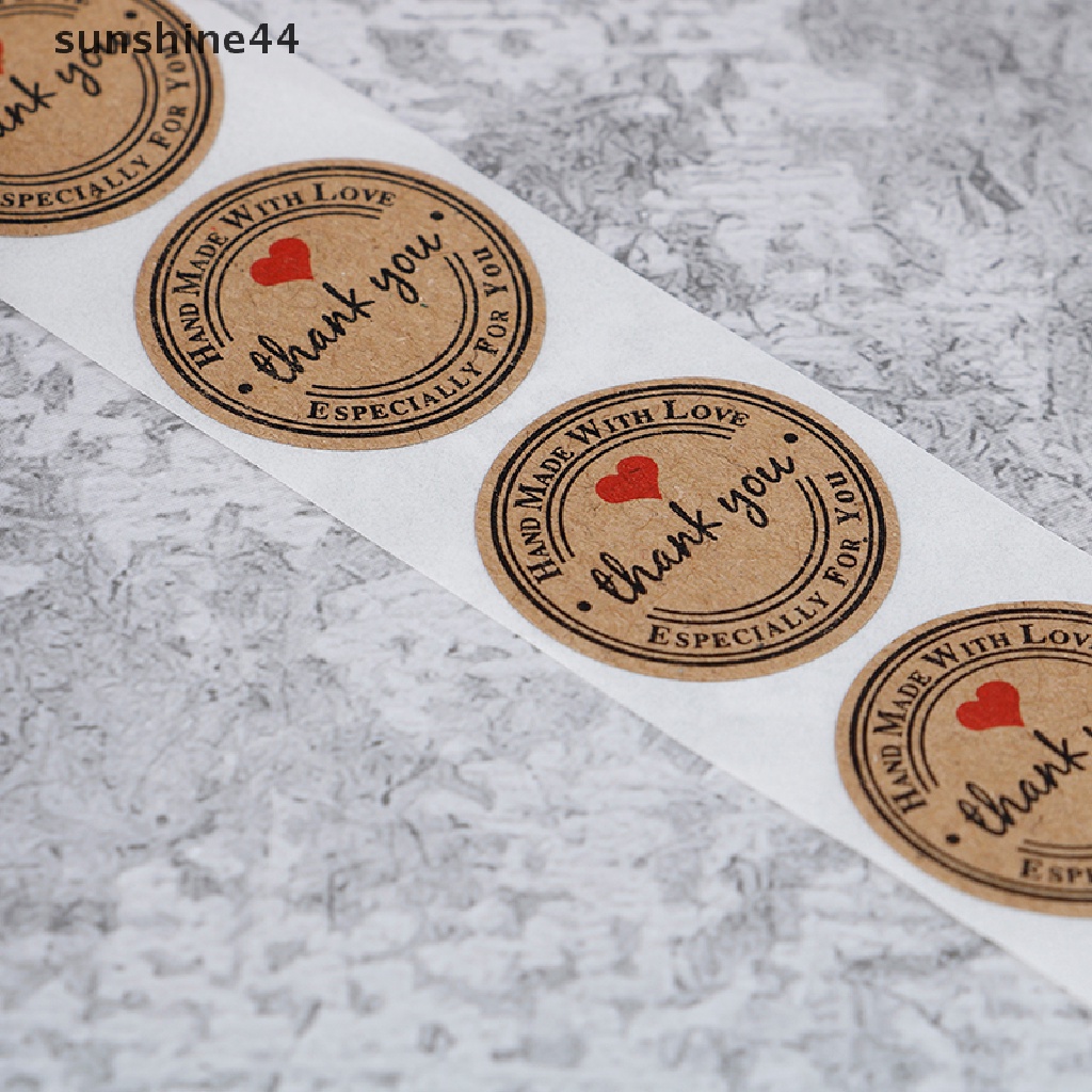 Sunshine 500pcs Stiker Label Bulat Tulisan Thank You Untuk Dekorasi Hadiah zd.