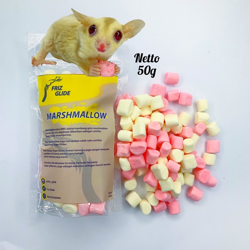 50G SNACK MARSHMALLOW SUGAR GLIDER HAMSTER LANDAK TUPAI TERBANG KUCING