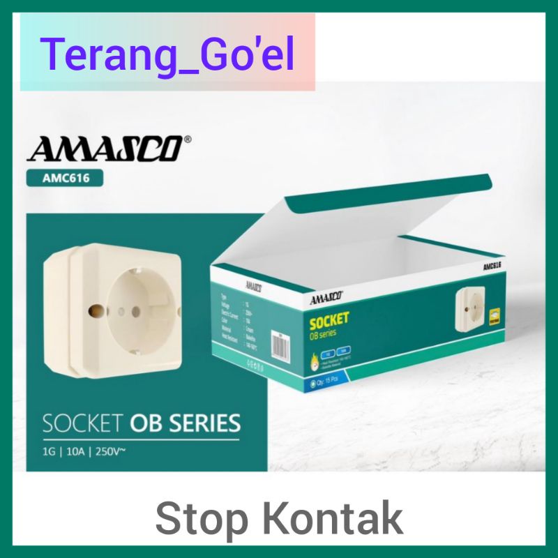 AMASCO STOP KONTAK/ OB STOP KONTAK  PERSEGI TEMPEL  AMC616 / STOP KONTAK TEMPEL ( OUTBOW )
