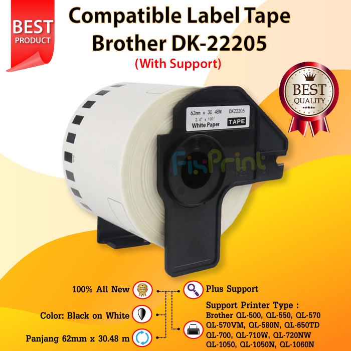 Compatible Label Tape Brother DK-22205 DK22205 dk22205 With Support