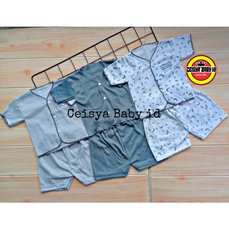 Setelan Baju Dan Celana Bayi Newborn Seri Abu Kwalitas Premium