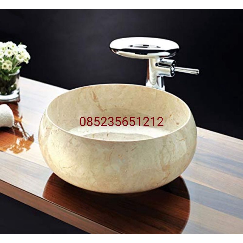 wastafel batu marmer model donat 35cm