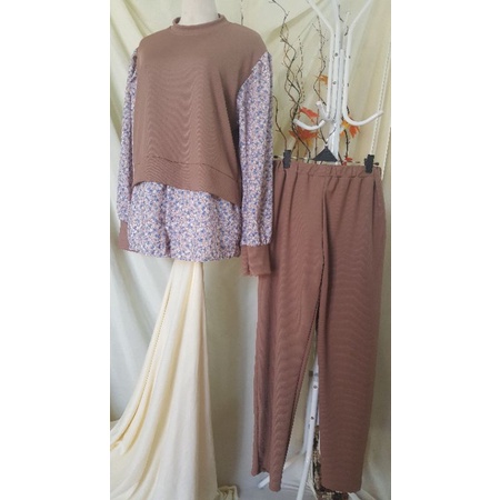 Setelan celana knit import by miudis 15 warna milo mix motif