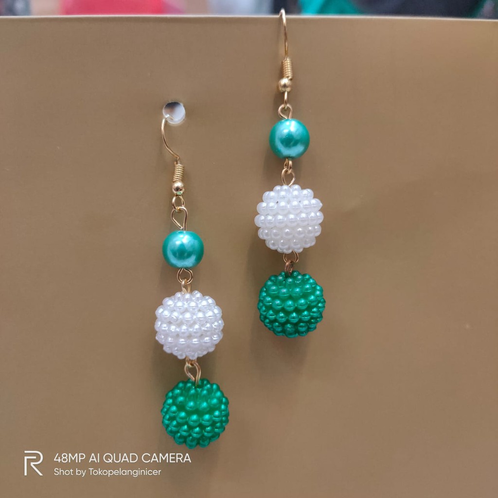 Anting Fashion Hooks Mutiara - Kerabu Anting Beauty Juntai Susun Giwang Handmade Tokopelanginicer