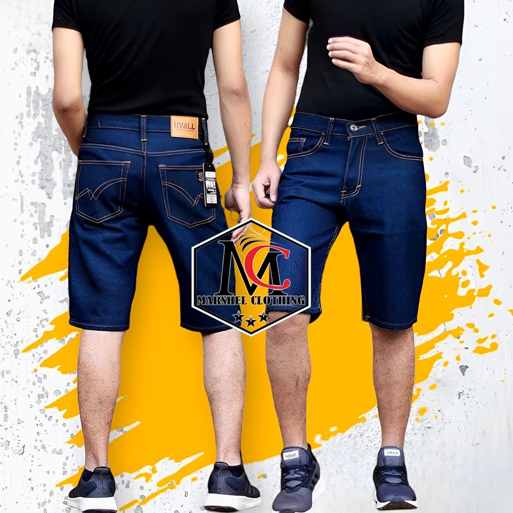 RCL - Celana Pendek Uvall Jeans Warna Navy Premium / Celana Jeans Pendek Uvall Original Pria ( 28 Sampai 38 )