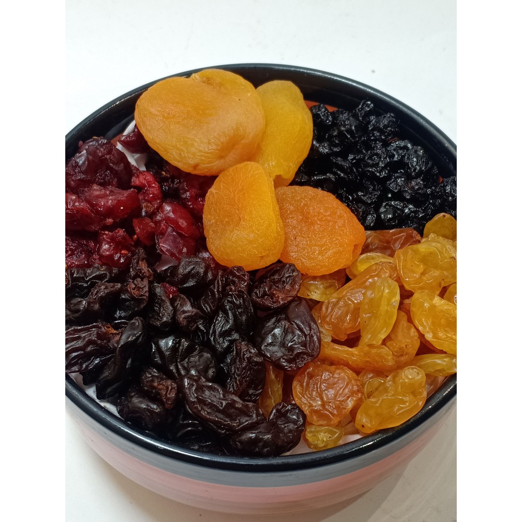 

MIX 5 FRUITS 1KG BLUEBERRY CRANBERRY DARK RAISIN GOLDEN RAISIN APRICOT