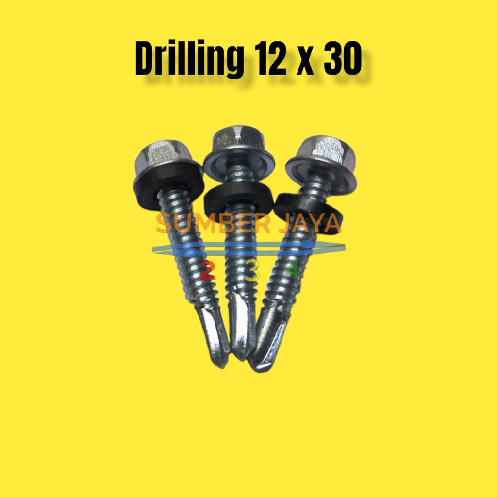 Baut Drilling 12 x 30 1Dus 450pcs Putih