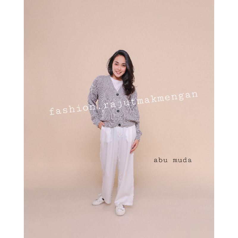 Eireen Premium Cardigan | Kardigan Premium Rajut Wanita | Olivia-Abu muda