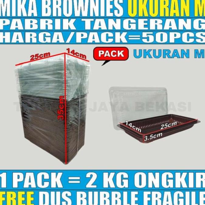 

BAYAR DITEMPAT Mika Brownies M Tanggung 50pcs Pack Tray Box Sushi Kotak Sedang Medium TERBATAS Kode