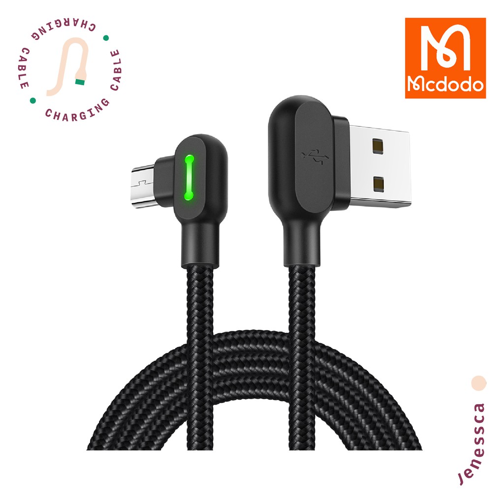 Kabel Data Micro USB McDodo Cable Elbow Gaming 2A 3m Fast Charging