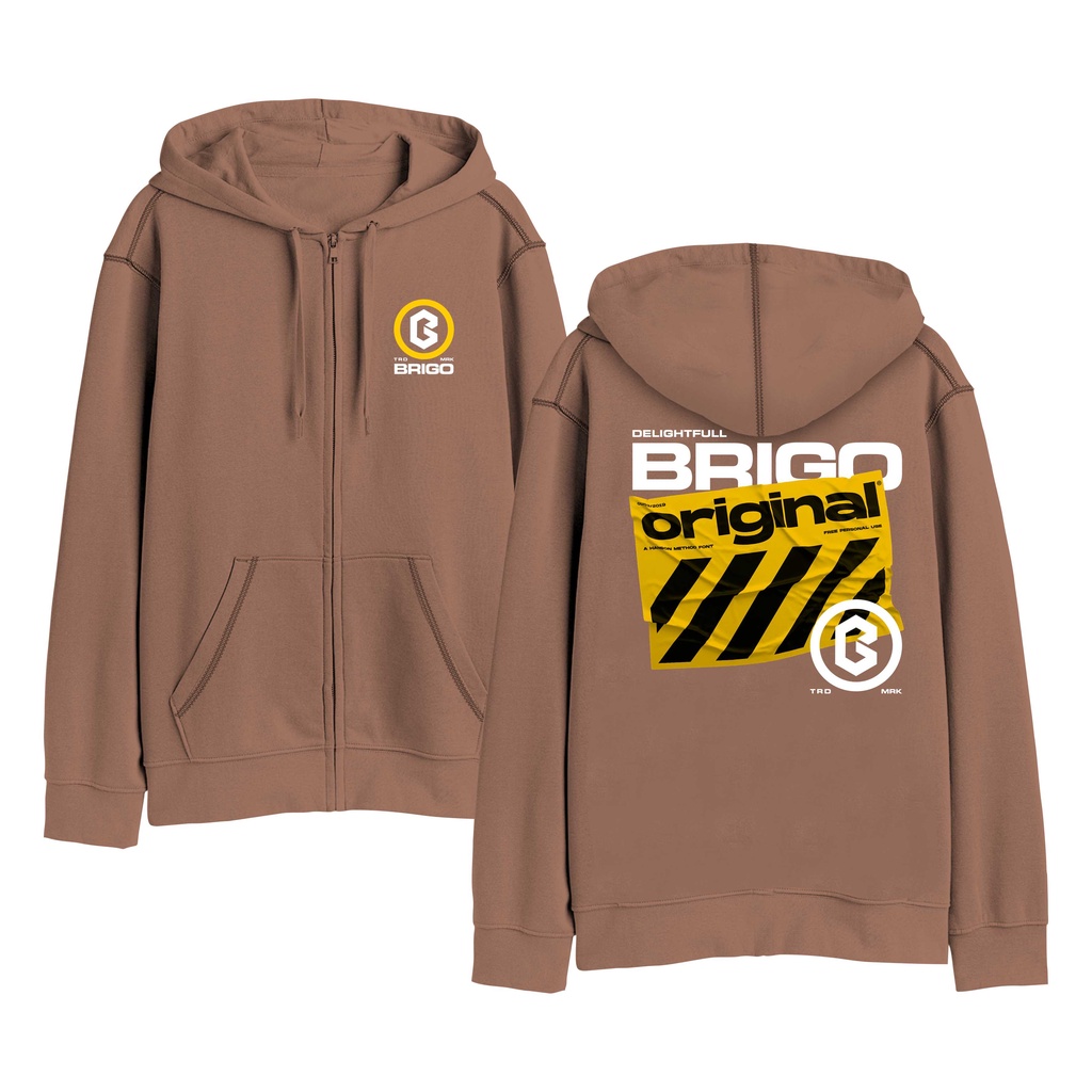 BRIGO Zipper Jumper Hoodie Delight Full II Sweater Hoodie Resleting BRIGO Delight Full Sablon DTF Fleece Cotton II SIZE M-XXL (Pria &amp; Wanita) Free stiker&amp;Gantungan Kunci