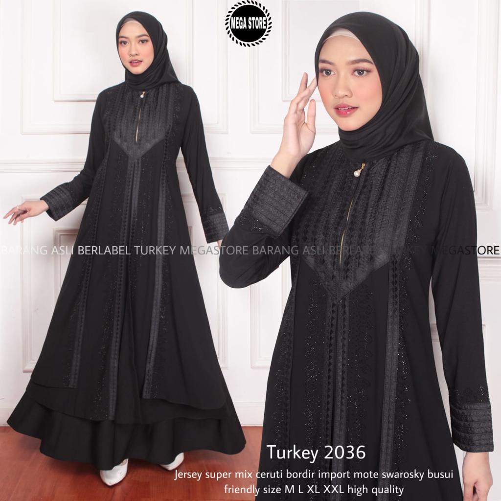 NEW ABAYA TURKEY// ORI BERLABEL MEGASTORE// ABAYA ARAB JUMBO// TURKEY 2036