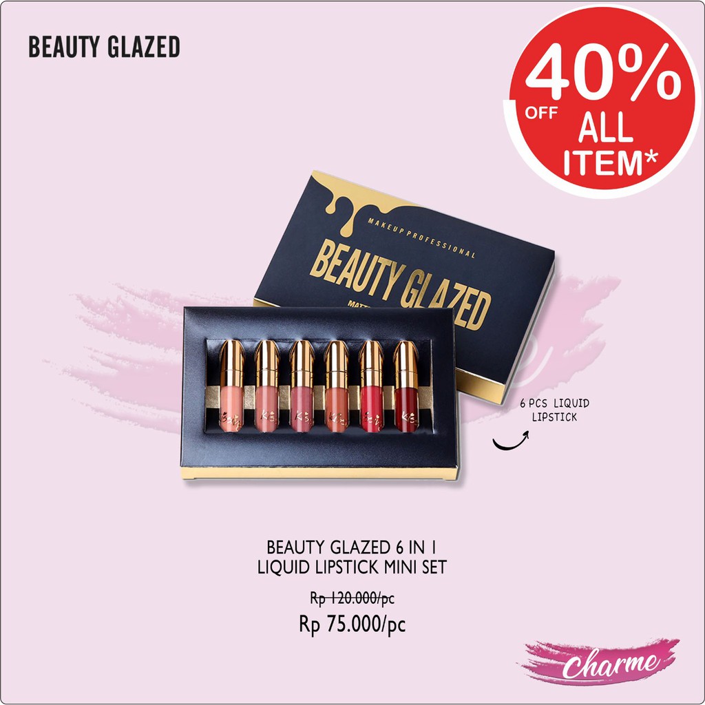 (READY &amp; ORI) Beauty Glazed 6 In 1 Waterproof Liquid Lip Matte Lipstick Mini Set 6 Warna B2 B 2