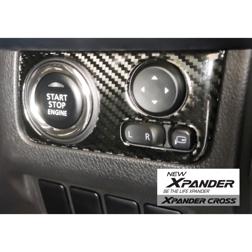 Sticker Timbul Panel Start Button Xpander - Motif Carbon