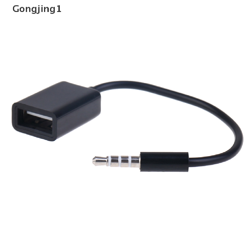 Gongjing1 Kabel Konverter Audio AUX 3.5mm Male Ke USB 2.0 Female Untuk MP3 Mobil