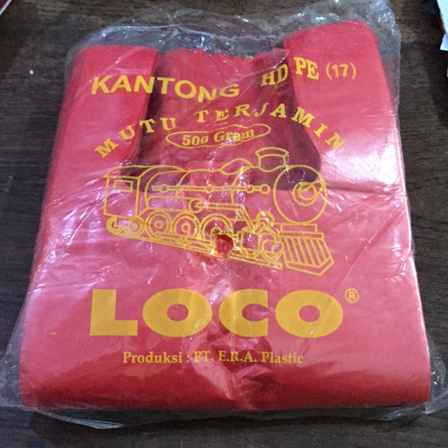 Kantong Kresek HD PE Loco Merah Ukuran 17, 24, 28, 35 &amp; 40 isi 500gram