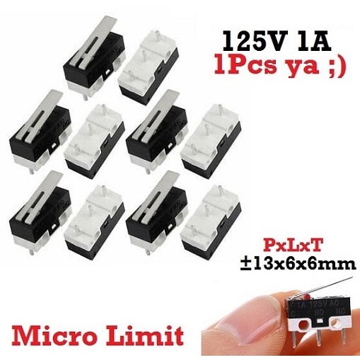 Micro Limit Switch 3 Pin Mini Saklar Kecil Tekan SPDT 125V 2A / 125V 1A C NO NC