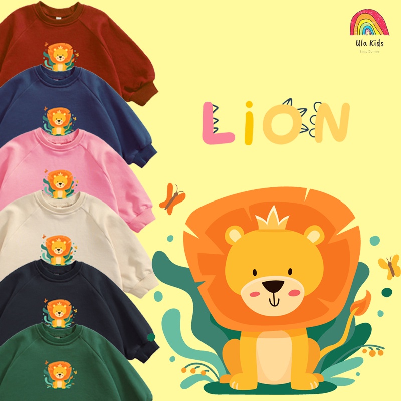 Sweater Anak Crewneck Oversize Anak Original Motif Lion King Usa Usia 1-6thn