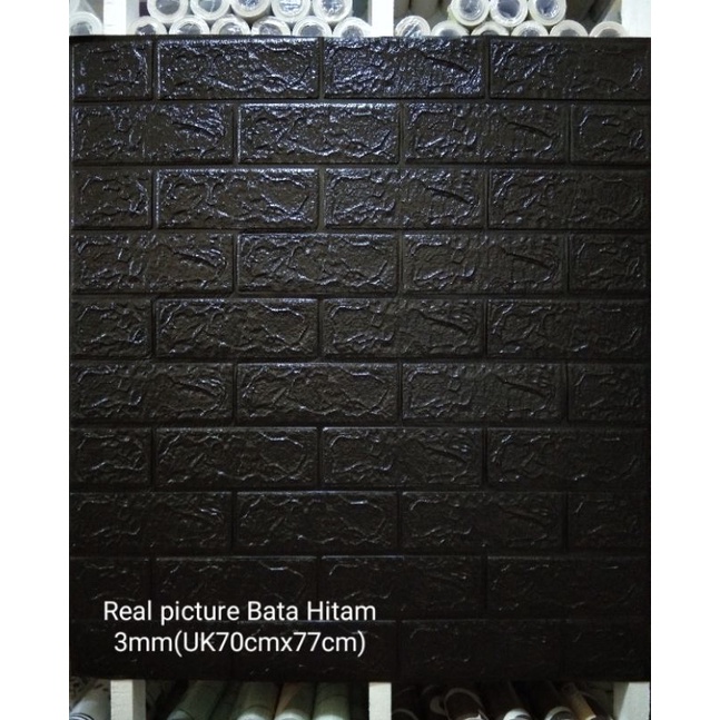 PEKANBARU Wallpaper foam  3D 6mm-7mm-Bata hitam 3mm