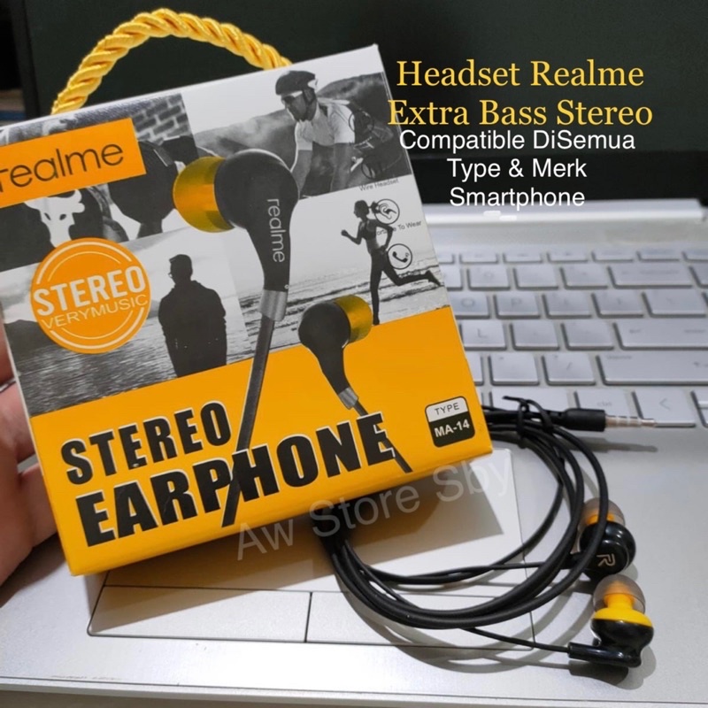 Stereo Earphone Realme Super Bass Headset Realme C2 C3/C12/C15/2 pro/3 pro/5 pro/6 pro/ 7 pro/ C17/C31/ C35 (M-A014)