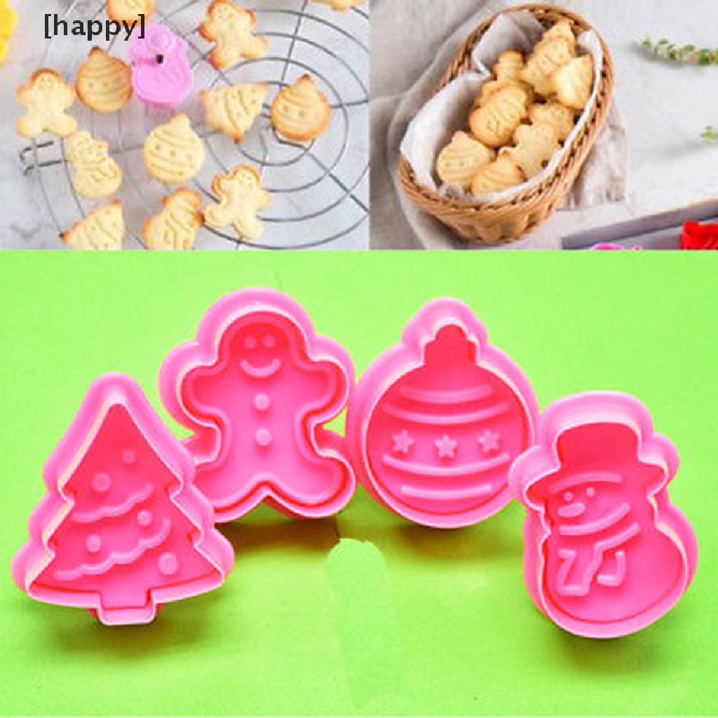 4 Pcs Cetakan Kue / Biskuit / Fondant Motif Natal