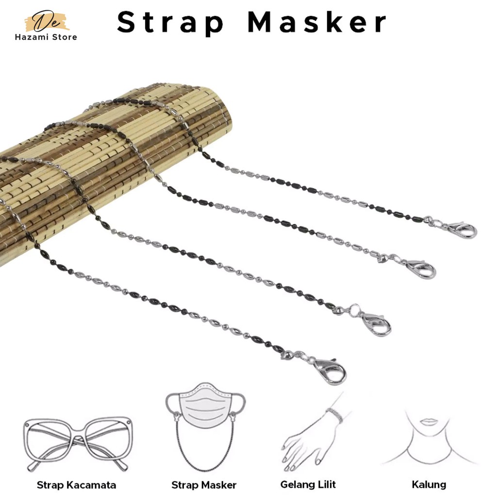 BISA COD Strap Masker Rantai Pria Hitam Putih Kacamata Gantungan Korea Fashion Terbaru 2021