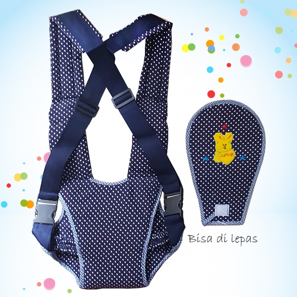 Gendongan Bayi Depan Bunga Mekar Dot &amp; Mekar Besar Motif Polkadot