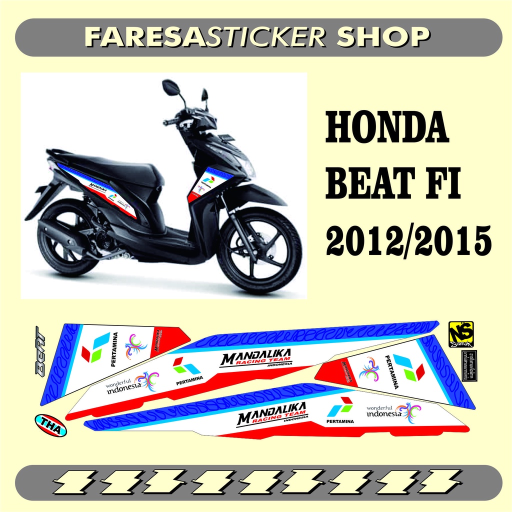 (COD) STRIPING STICKER POLET MOTOR BEAT FI 2012-2015 PERTAMINA MANDALIKA