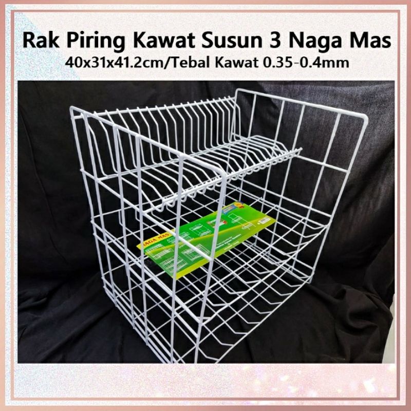 ( Dragon / Naga Mas ) Rak Piring besi Susun 3 - Rak Piring Wastafel - Rak piring gantung  Naga Mas 100% ORIGINAL TERLARIS