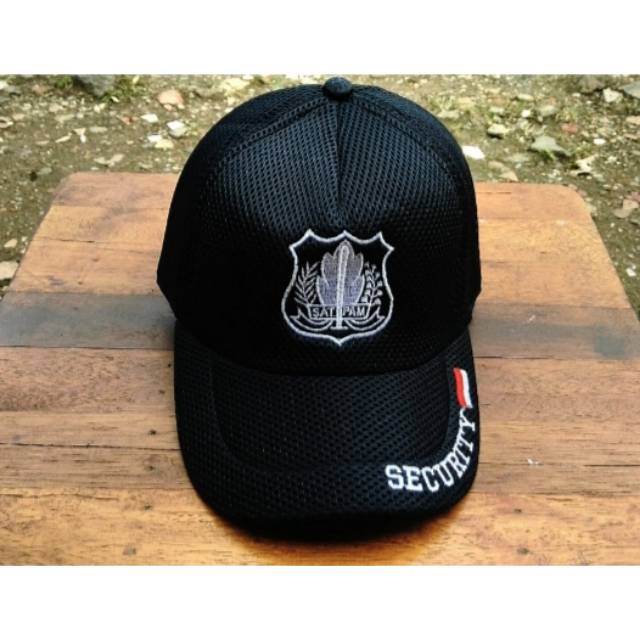 TOPI SECURITY - TOPI JARING SATPAM - TOPI SECURITY LOGO PUTIH