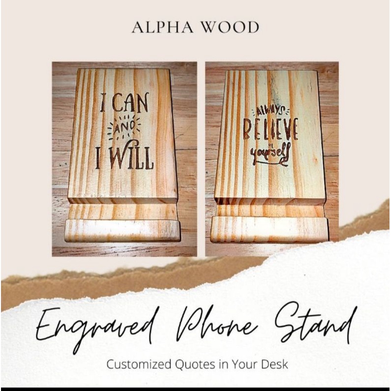 Custom Engrave Stand HP + Custom Kayu