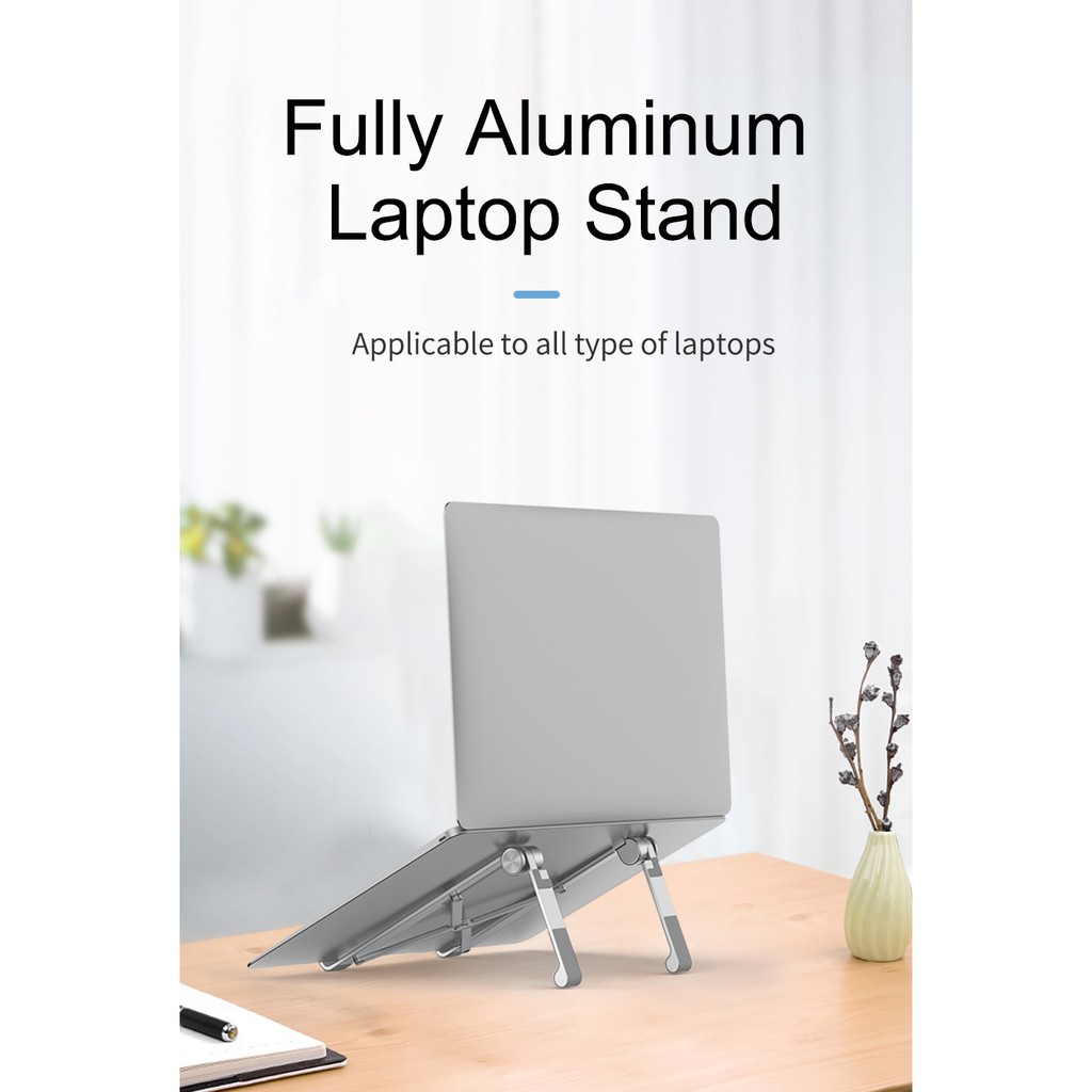 WIWU S600 - Ergonomic Aluminium Alloy Adjustable Folding Laptop Stand - Stand Laptop 10-15.6 inch